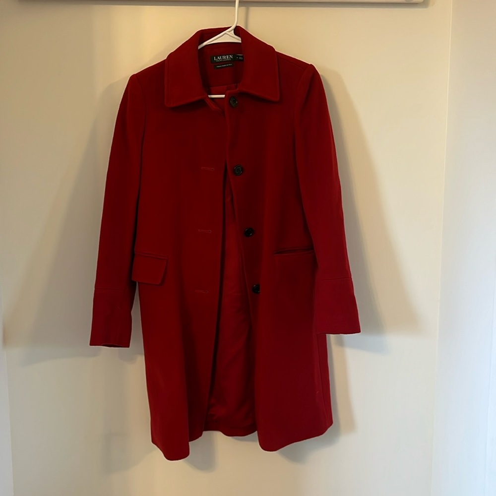 Lauren Ralph Lauren Red Button-Down Coat Size 4